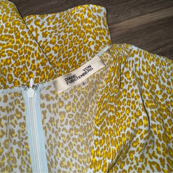 Diane Von Furstenburg Idris Yellow leopard-print crepe midi dress - Picture 7 of 9